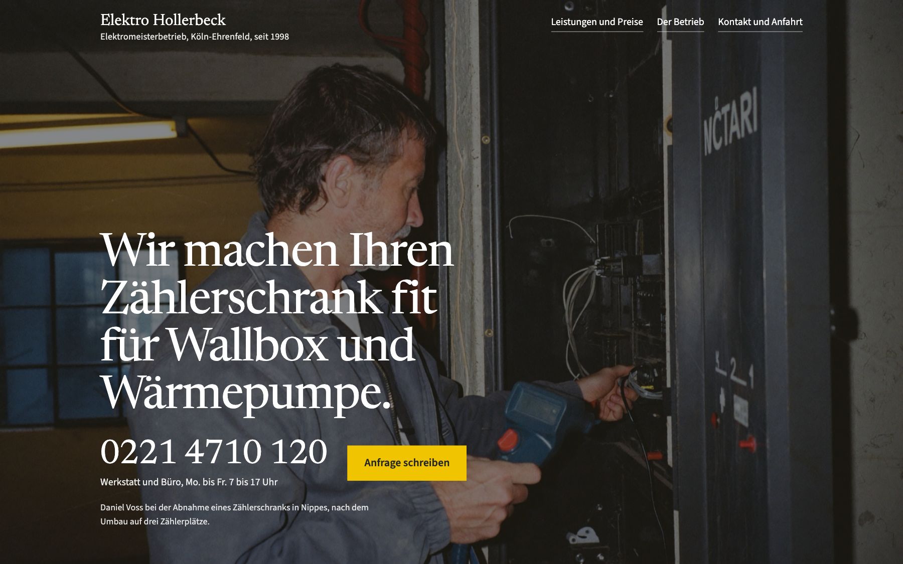 Startseite Elektro Hollerbeck am Desktop