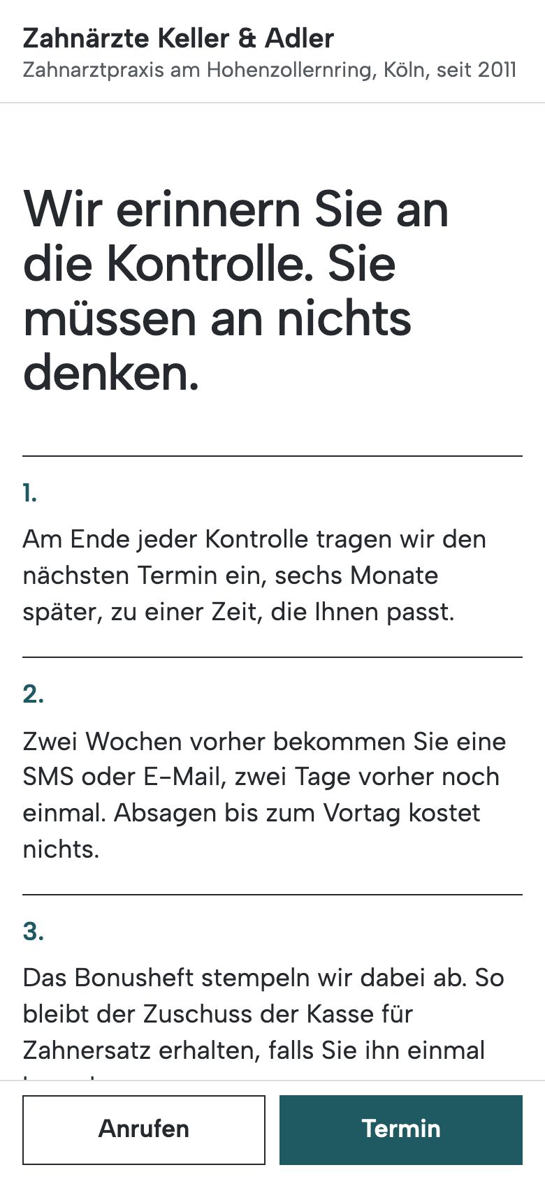 Dieselbe Seite am Handy